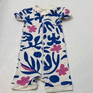 Hanna Andersson Blue and Pink Patterned Bodysuit